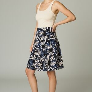 Elegant Blue Floral A-Line Skirt 6813